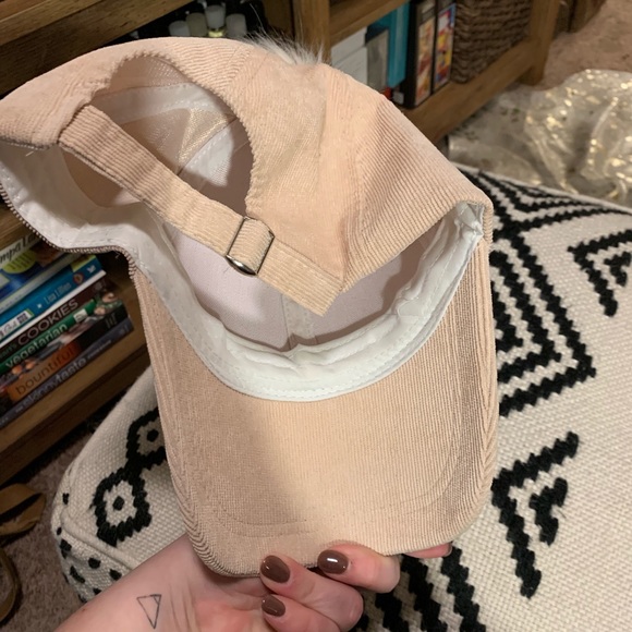 NWT • beige Pom corduroy baseball hat - Picture 5 of 5